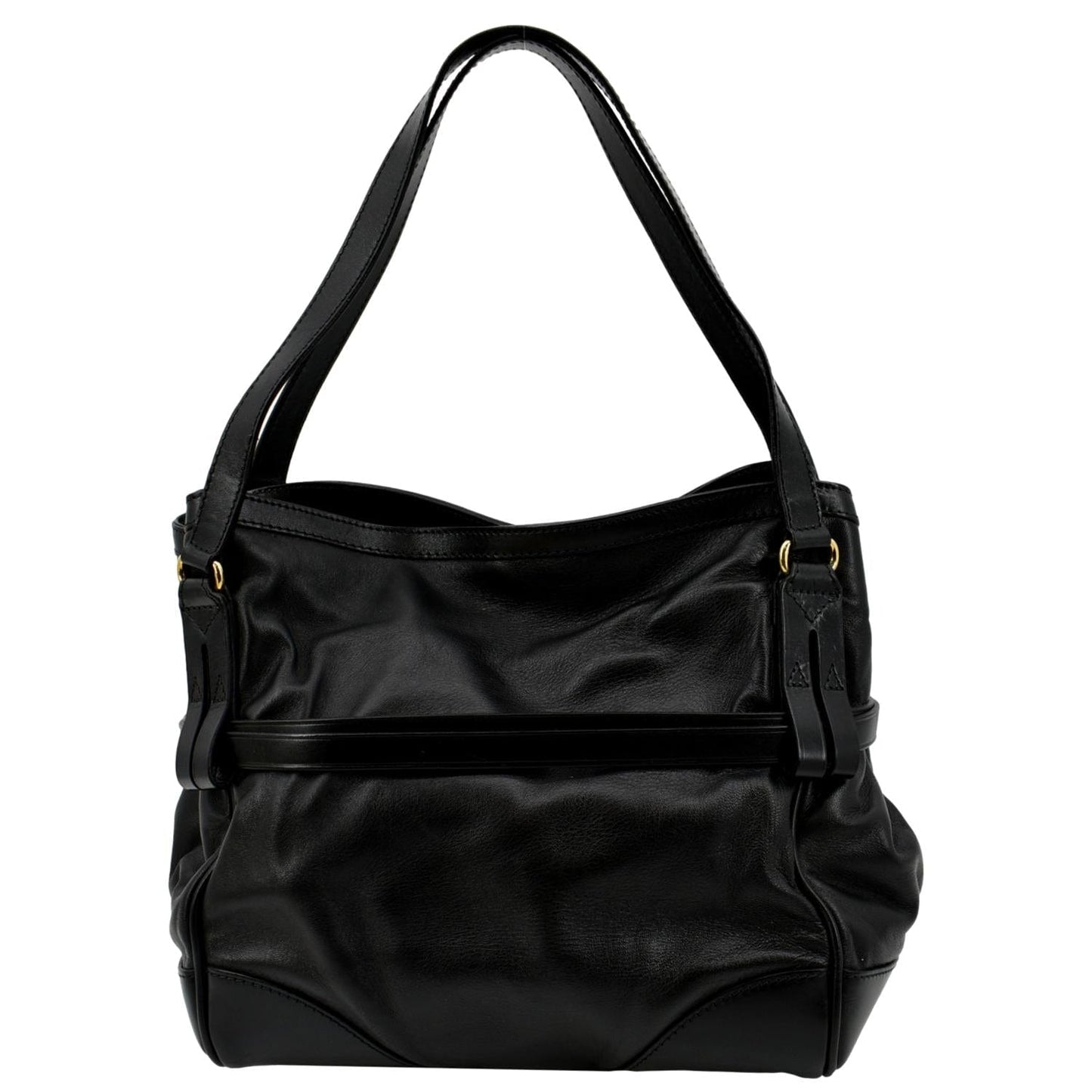 BURBERRY Bridle Lynher Calfskin Leather Tote Shoulder Bag Black