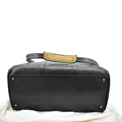 CHANEL Vintage Leather Boston Shoulder Bag Black