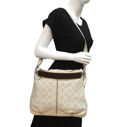 Louis Vuitton Selene PM Mahina Leather Tote Shoulder Bag Cream