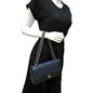 CHANEL Classic Flap Medium Leather Shoulder Bag Blue