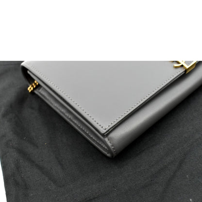 Yves Saint Laurent Flap Leather Shoulder Bag Light Gray- sold