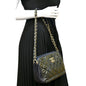 CHANEL Double Zip Patent Leather Shoulder Bag Navy Blue