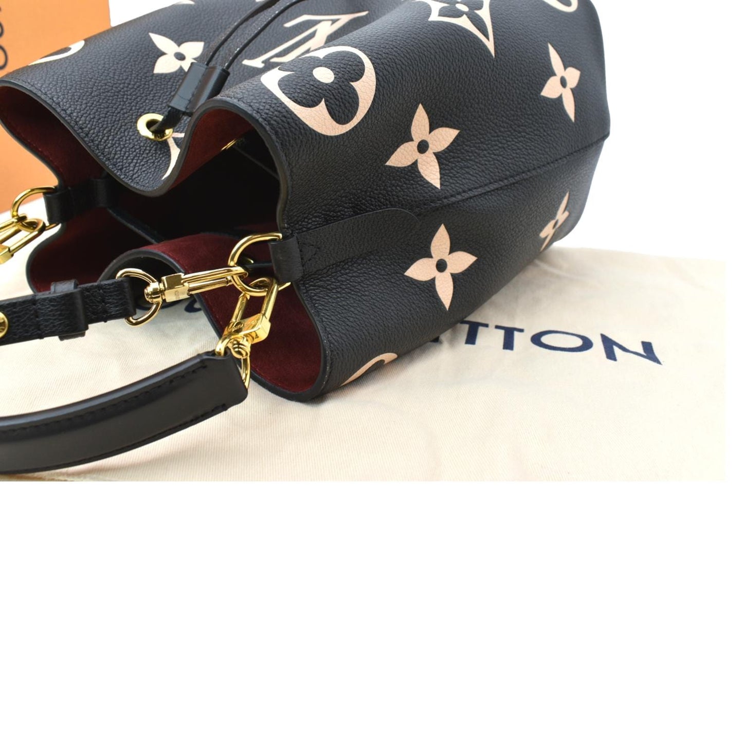 LOUIS VUITTON NeoNoe MM Bicolor Monogram Empreinte Shoulder Bag Black