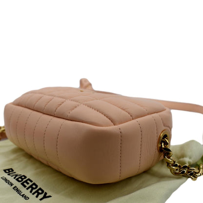 BURBERRY Lola Camera Mini Quilted Lambskin Leather Shoulder Bag Dusky Pink