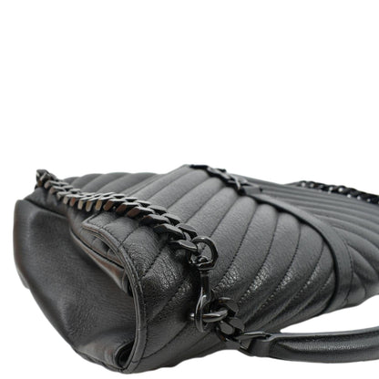 YVES SAINT LAURENT College Large Lambskin Leather Shoulder Chain Bag Black