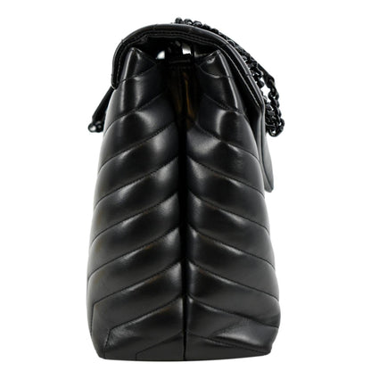 YVES SAINT LAURENT Large Loulou Matelasse Leather Chain Shoulder Bag Black
