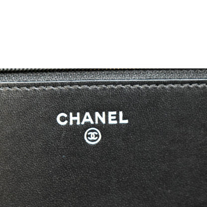 CHANEL Boy Woc Lambskin Leather Wallet On Chain Clutch Bag Black