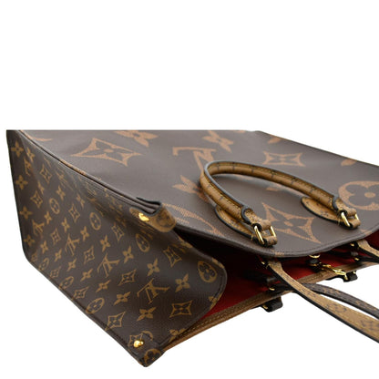 LOUIS VUITTON Onthego GM Giant Monogram Canvas Tote Shoulder Bag Brown