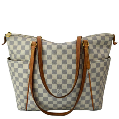 LOUIS VUITTON Totally MM Damier Azur Shoulder Bag White