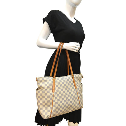 LOUIS VUITTON Totally MM Damier Azur Shoulder Bag White
