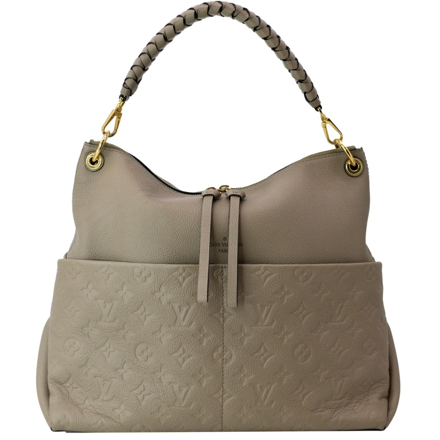 LOUIS VUITTON Maida Monogram Empreinte Leather Hobo Shoulder Bag Tourterelle
