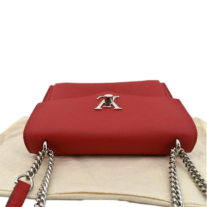 LOUIS VUITTON My Lockme Chain Leather Shoulder Bag Red