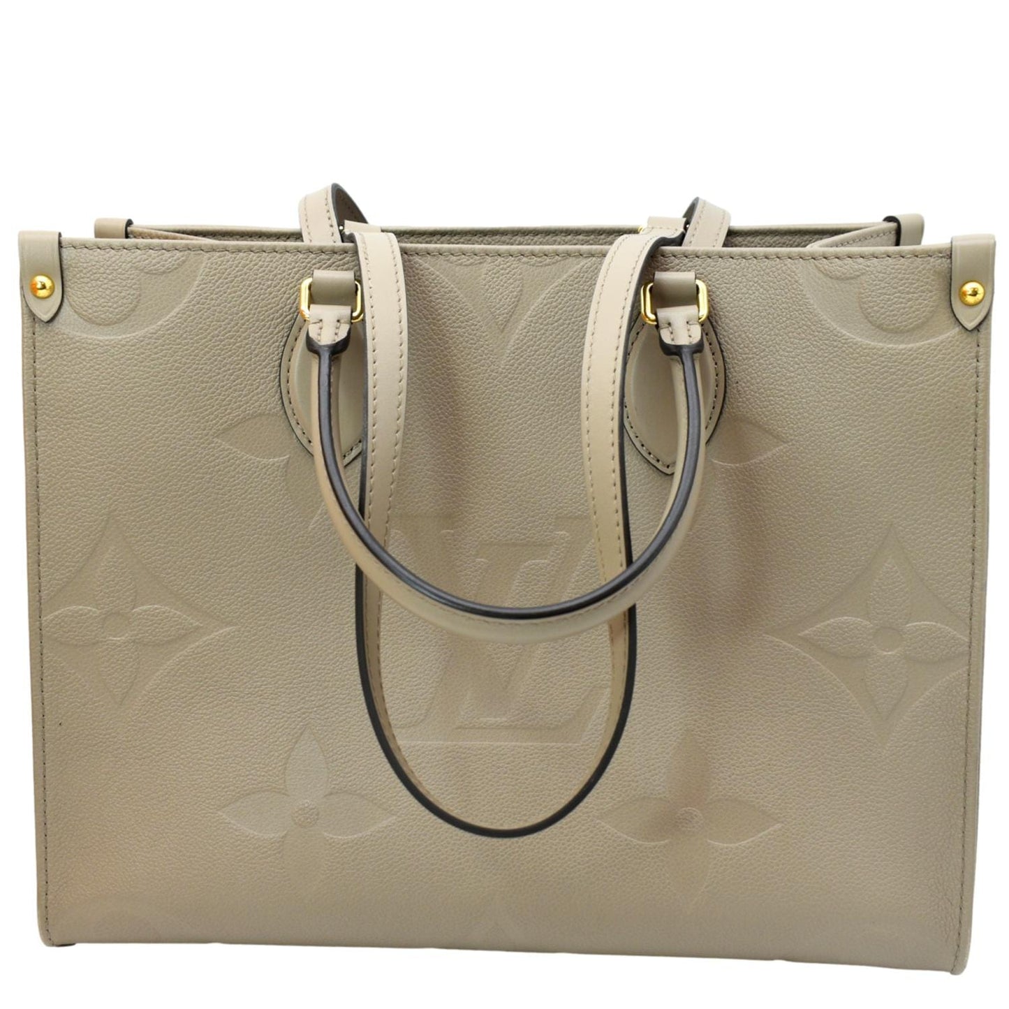 LOUIS VUITTON Onthego MM Monogram Empreinte Shoulder Bag Tourterelle