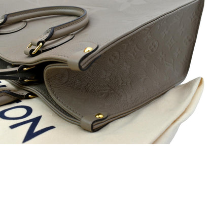 LOUIS VUITTON Onthego MM Monogram Empreinte Shoulder Bag Tourterelle