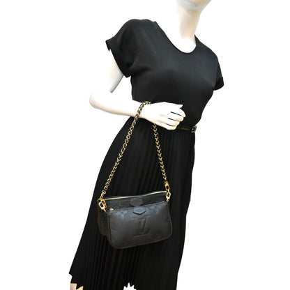 LOUIS VUITTON Multi Pochette Accessories Empreinte Clutch Bag Black