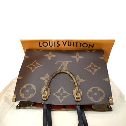 LOUIS VUITTON Onthego GM Giant Monogram Canvas Tote Shoulder Bag Brown