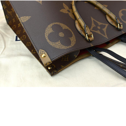 LOUIS VUITTON Onthego GM Giant Monogram Canvas Tote Shoulder Bag Brown