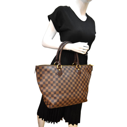 LOUIS VUITTON Saleya MM Damier Ebene Shoulder Bag Brown