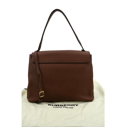 BURBERRY Derby House Check Leather Tote Shoulder Bag Dusty Pink