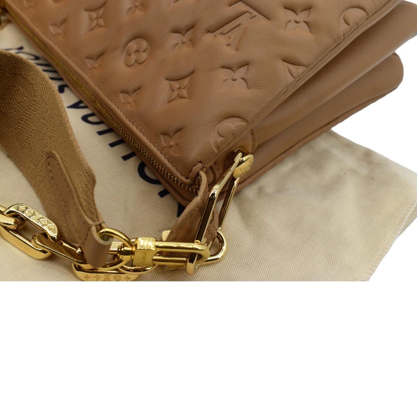 LOUIS VUITTON Coussin PM Monogram Embossed Shoulder Bag Camel