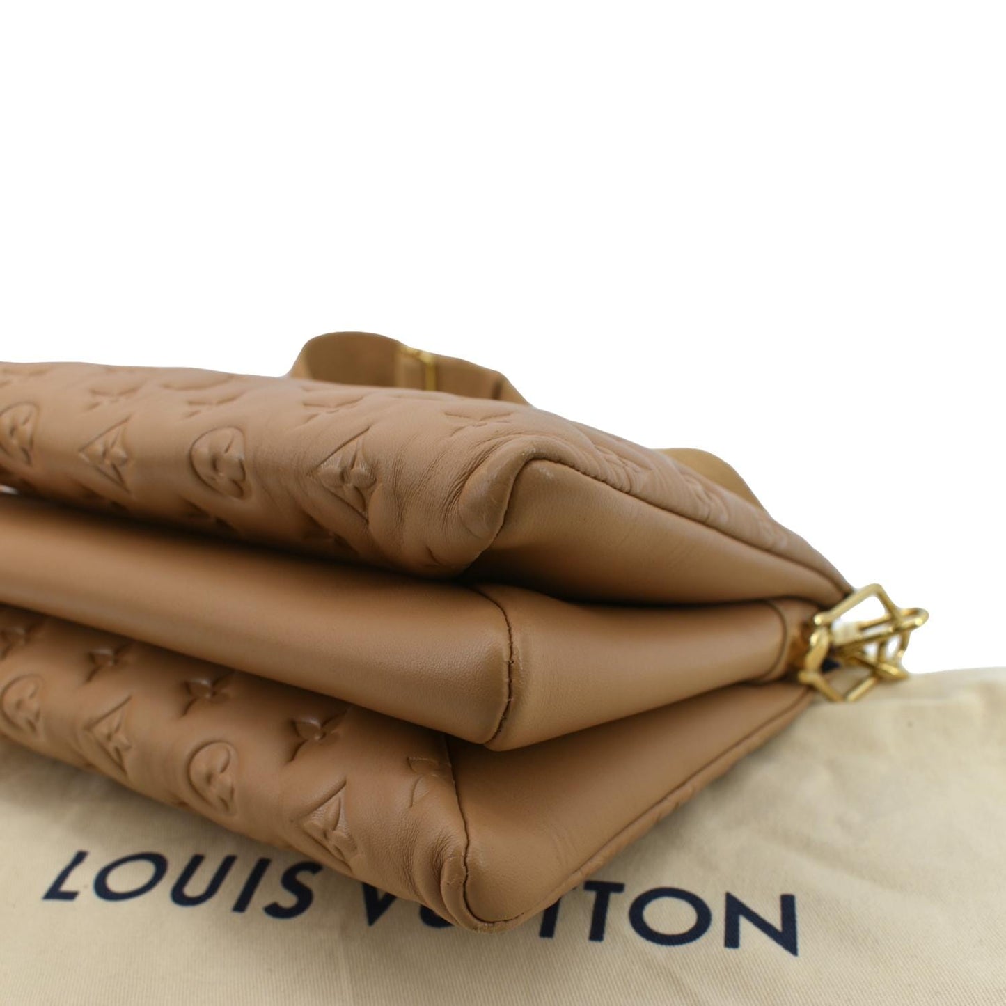 LOUIS VUITTON Coussin PM Monogram Embossed Shoulder Bag Camel