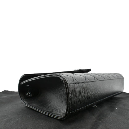 YVES SAINT LAURENT Medium Envelope Leather Chain Shoulder Bag Black