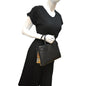 BURBERRY Banner Derby Medium Leather Tote Shoulder Bag Black