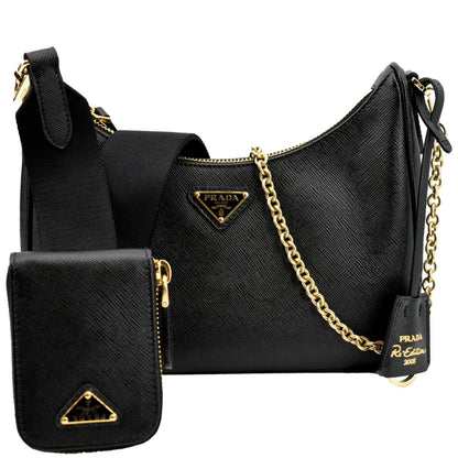 PRADA Re-Edition 2005 Saffiano Leather Shoulder Bag Black