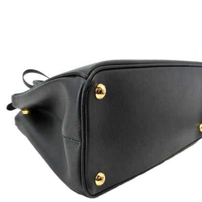 PRADA Saffiano Double-Zip Leather Tote Shoulder Bag Black
