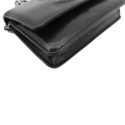 CHANEL Timeless WOC Patent Leather Wallet on Chain Shoulder Bag Black