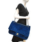 CHANEL Airlines CC XXL Flap Quilted Velvet Shoulder Bag Blue