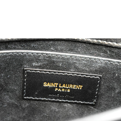 YVES SAINT LAURENT Monogram Sunset Medium Leather Shoulder Bag Black