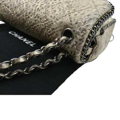 CHANEL Distressed Leo Lion Medium Flap Lambskin Leather Shoulder Bag Metallic
