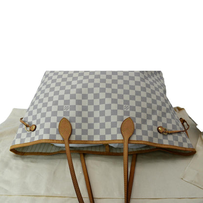 LOUIS VUITTON Neverfull GM Damier Azur Tote Shoulder Bag White