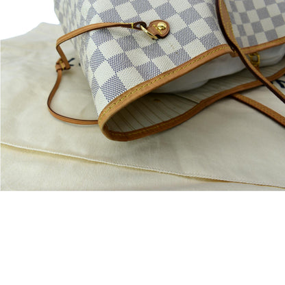 LOUIS VUITTON Neverfull GM Damier Azur Tote Shoulder Bag White