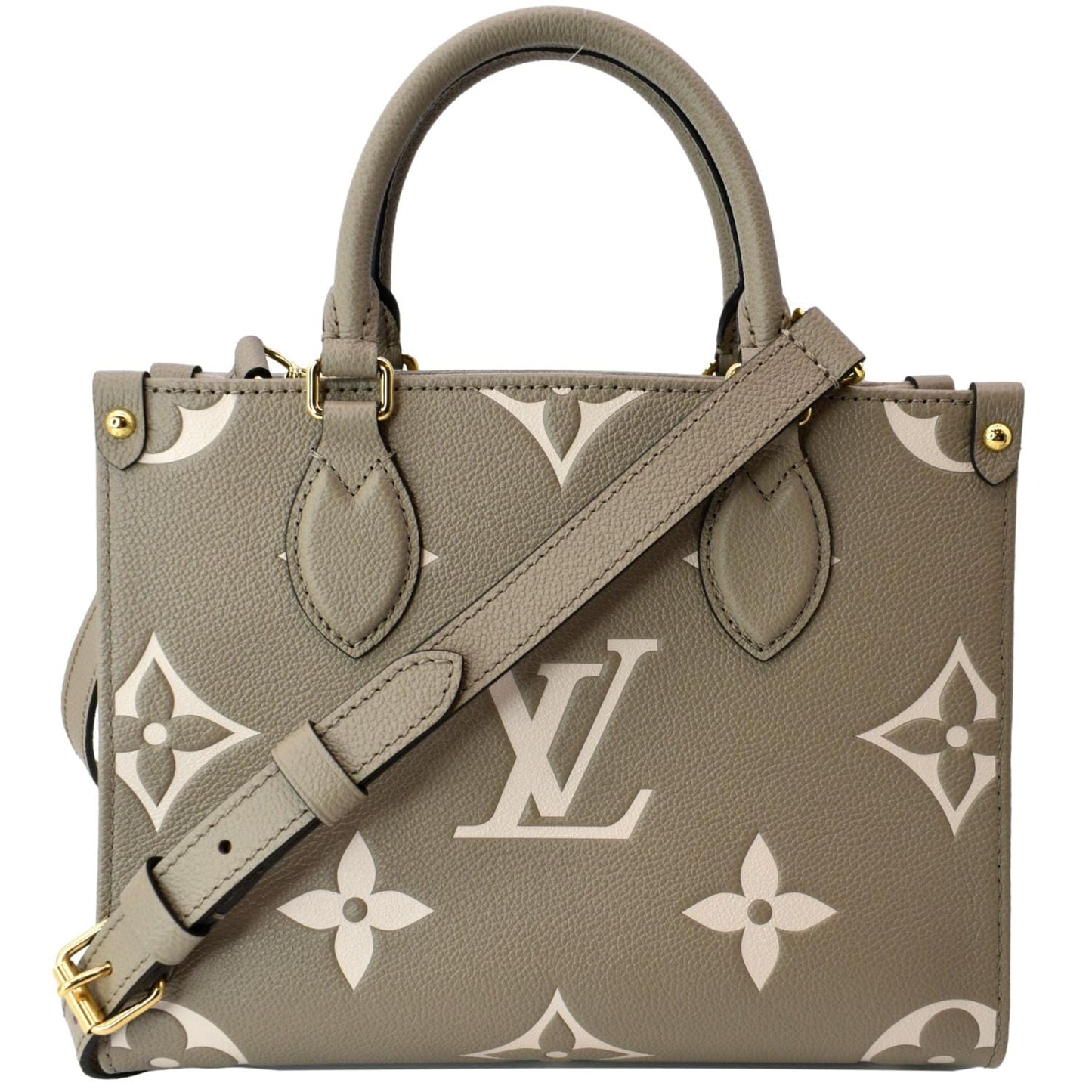 LOUIS VUITTON Onthego PM Bicolor Monogram Empreinte Shoulder Bag Cream