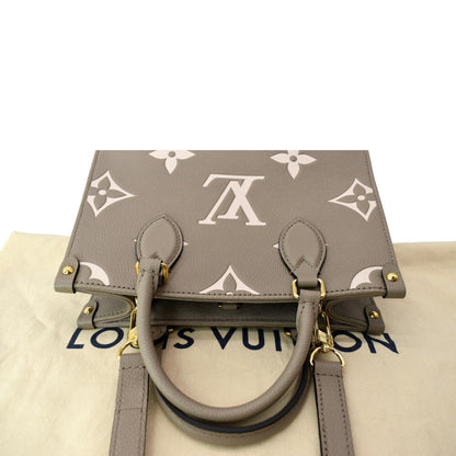 LOUIS VUITTON Onthego PM Bicolor Monogram Empreinte Shoulder Bag Cream