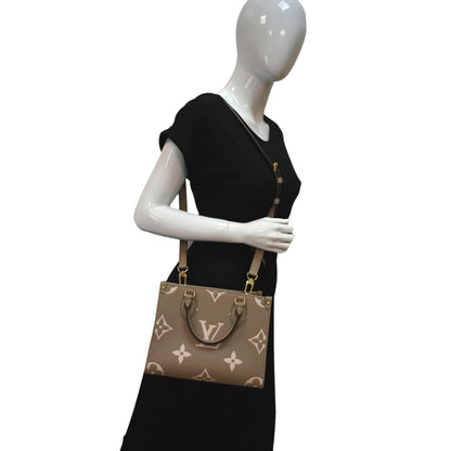 LOUIS VUITTON Onthego PM Bicolor Monogram Empreinte Shoulder Bag Cream