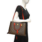 LOUIS VUITTON Flower Monogram Canvas Tote Shoulder Bag Cerise