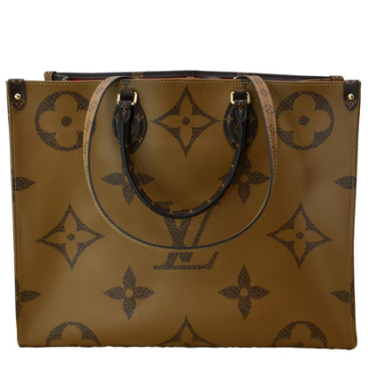 LOUIS VUITTON Onthego GM Giant Monogram Canvas Tote Shoulder Bag Brown