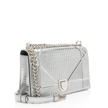 Dior Metallic Calfskin Micro Cannage Diorama Medium Shoulder Bag