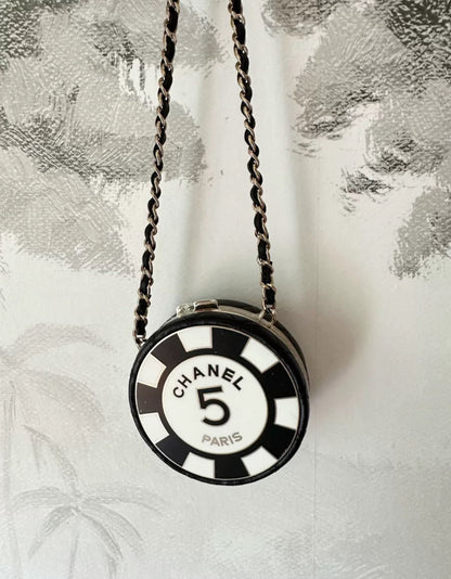 Chanel 23S Black & White Clutch with chain