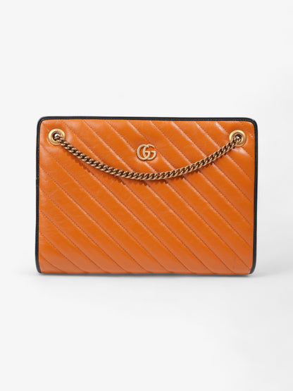 Gucci GG Marmont Accordion Shoulder Bag Orange / Black Matelasse Leather Medium