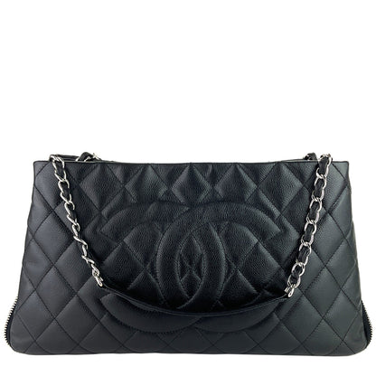 Chanel Expandable Zip Caviar Leather Shoulder Bag