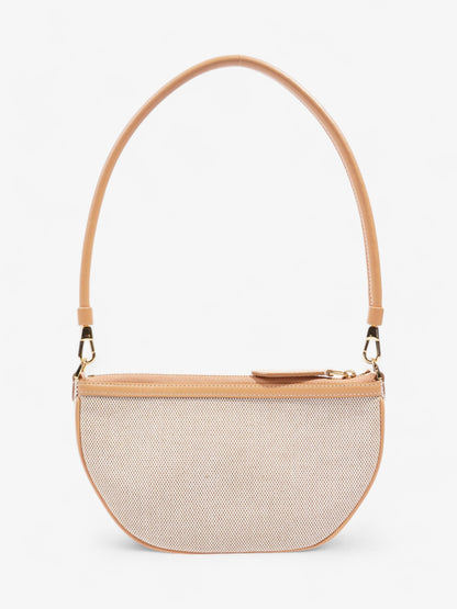 Burberry Olympia Logo Shoulder Bag Beige Cotton