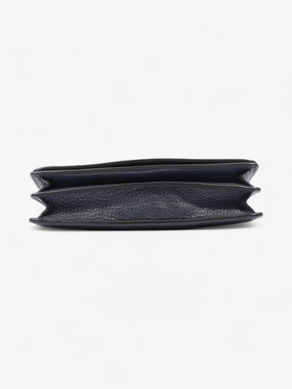 Coach Callie Foldover Chain Clutch Navy Blue Leather