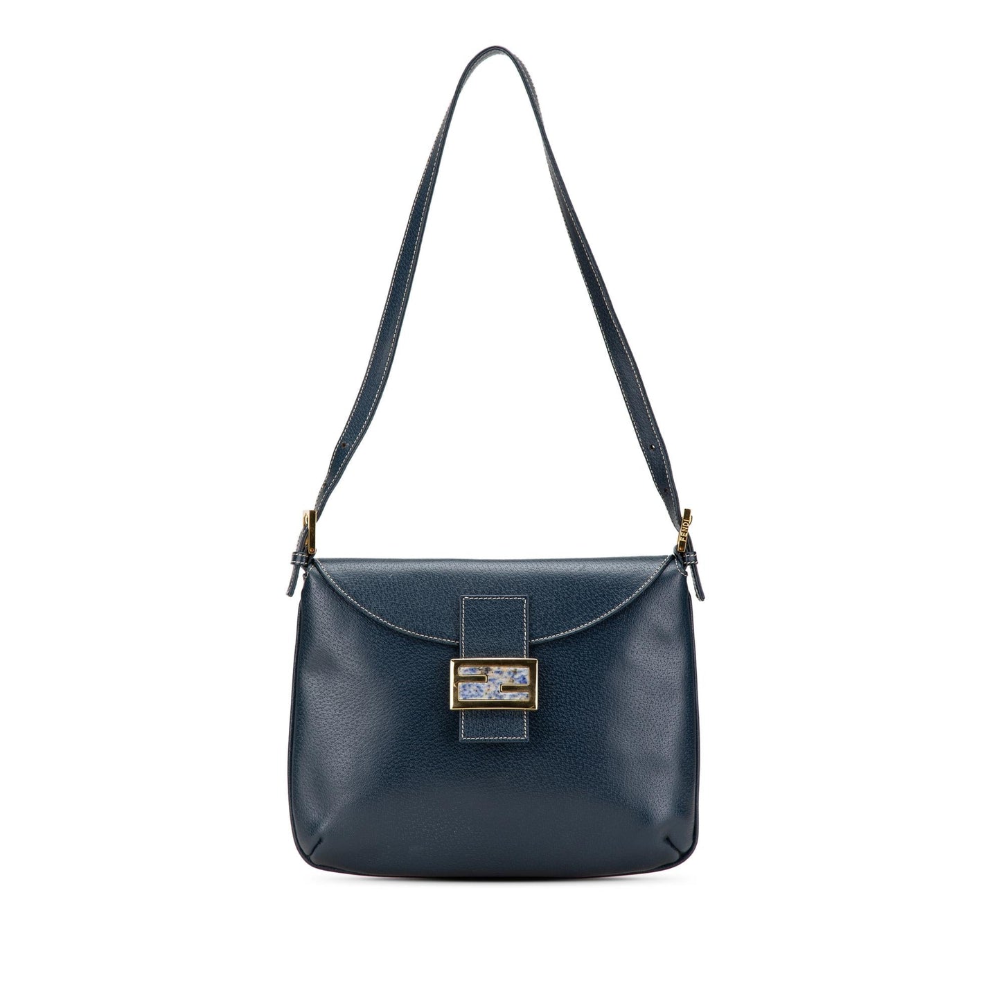 Fendi Calfskin FF Marble Flap Shoulder Bag