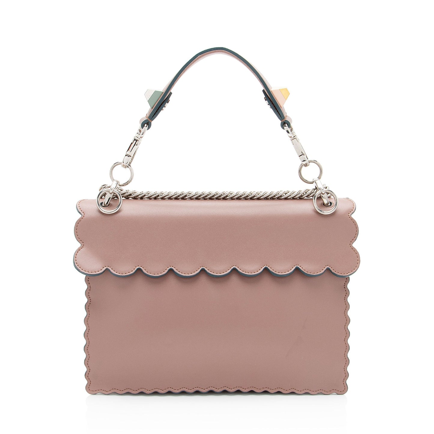 Fendi Calfskin Studded Kan I Medium Shoulder Bag