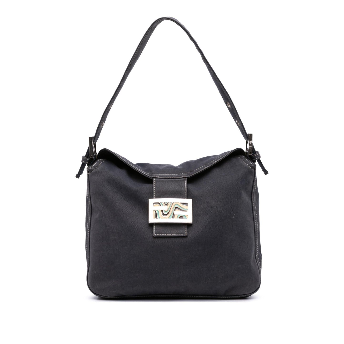 Fendi Canvas FF Marble Double Flap Shoulder Bag