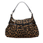 Fendi Canvas Leopard Print Chef Shoulder Bag